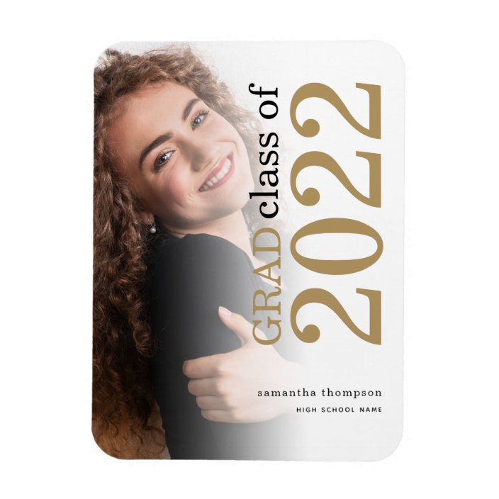 Grad Photo Gold Black 2022 Graduation Announcement