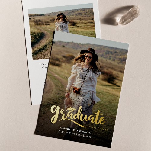 Grad Photo Gold Foil Graduation Announcement