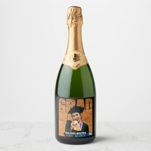 Grad Photo Graduation Black Sparkling Wine Label