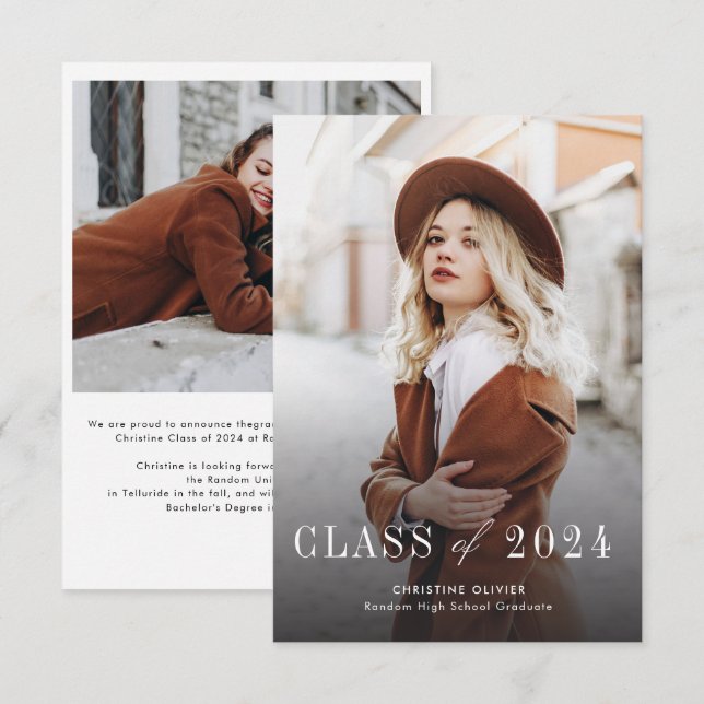 Grad Photo Graduation Class of 2025  Announcement (Front/Back)