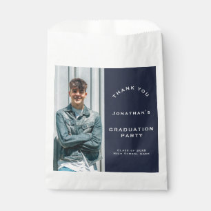 Grad Photo Graduation Party Navy Thank You Favor Bag