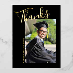  Grad Photo Hand Written Thanks Foil Postcard