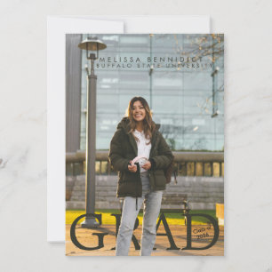 GRAD Photo Party Green Gray Invite