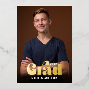 Grad Photo Retro Class of 2026 Graduation Foil Invitation