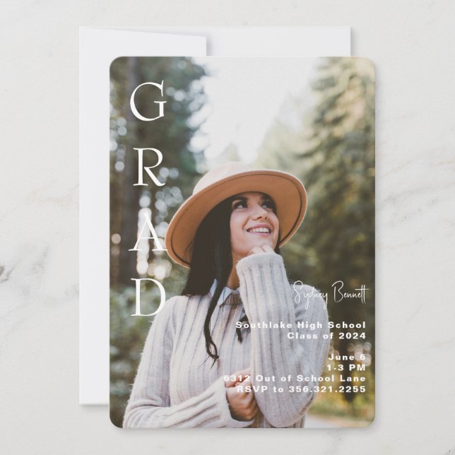 Grad Photo Rounded Graduation Party  Invitation (Front)