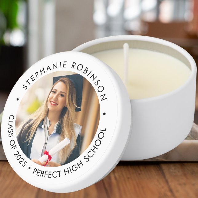 Grad Photo Simple Modern Graduation Mini Candle Favors (Creator Uploaded)