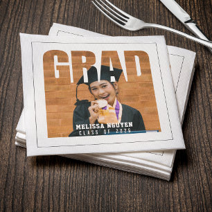 Grad Photo White Graduation Napkins