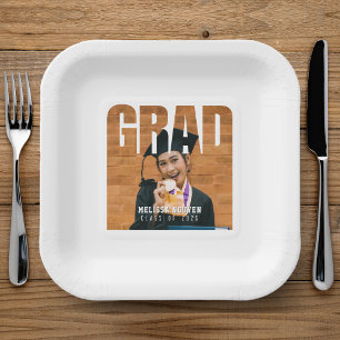 Grad Photo White Graduation Paper Plates