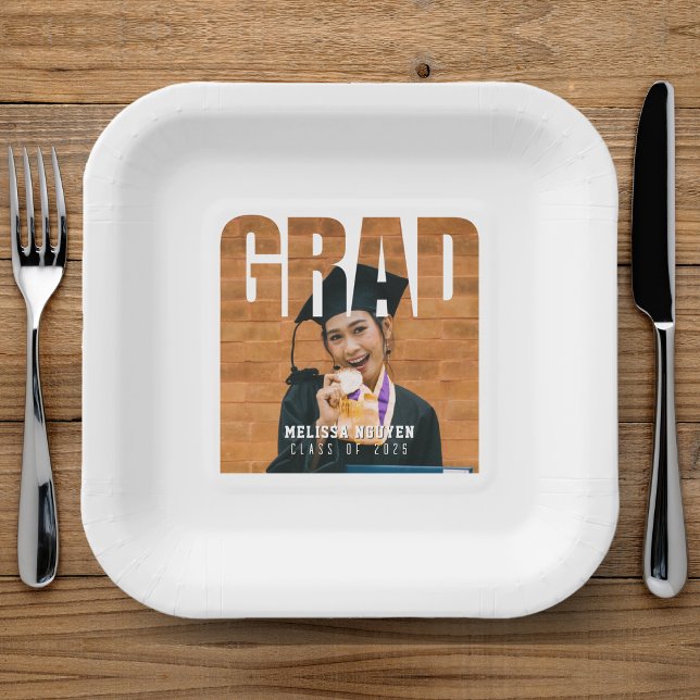 Grad Photo White Graduation Paper Plates (Grad Photo White Graduation Paper Plates
)