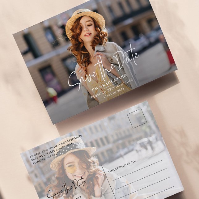Grad Photos Graduation 2026 Save the Date (Graduation Script Save the Date Grad Photos Announcement Postcard)