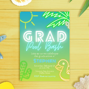 Grad Pool Bash - Pool Party  Invitation