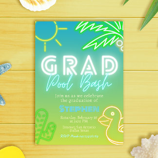 Grad Pool Bash - Pool Party Invitation