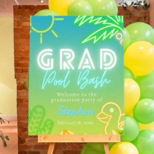 Grad Pool Bash - Pool Party Neon Welcome Sign