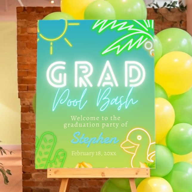Grad Pool Bash - Pool Party Neon Welcome Sign (Creator Uploaded)