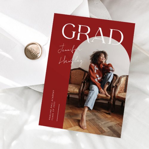 GRAD Red Arch Graduation Announcement