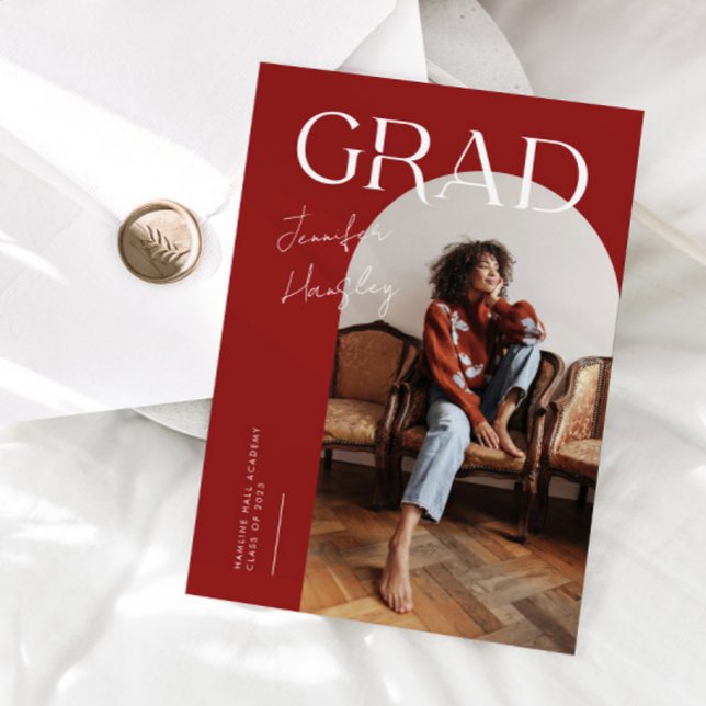 GRAD Red Arch Graduation Announcement (Creator Uploaded)