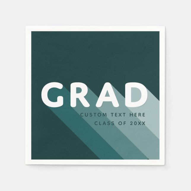 Grad Retro Green White Graduation Party  Napkins (Front)
