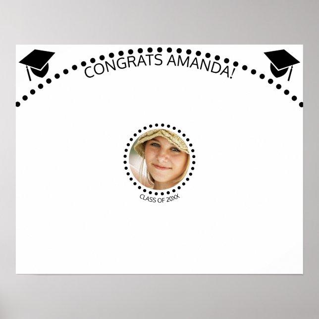 Grad Round Photo Black Large Guest Signature Poster (Front)