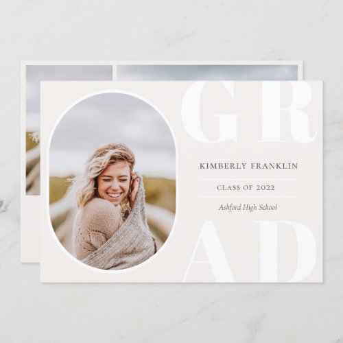 GRAD Rounded Photo Frame Graduation Invitation