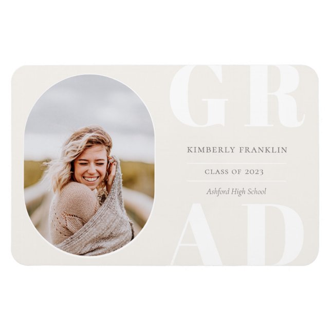 GRAD Rounded Photo Frame Graduation Magnet (Horizontal)