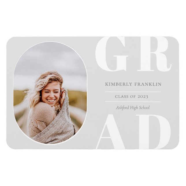GRAD Rounded Photo Frame Graduation Magnet (Horizontal)
