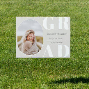 GRAD Rounded Photo Frame Graduation Sign