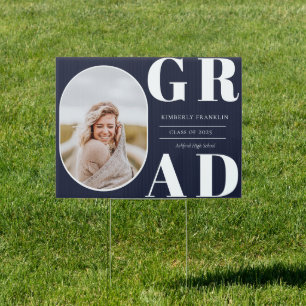 GRAD Rounded Photo Frame Graduation Sign