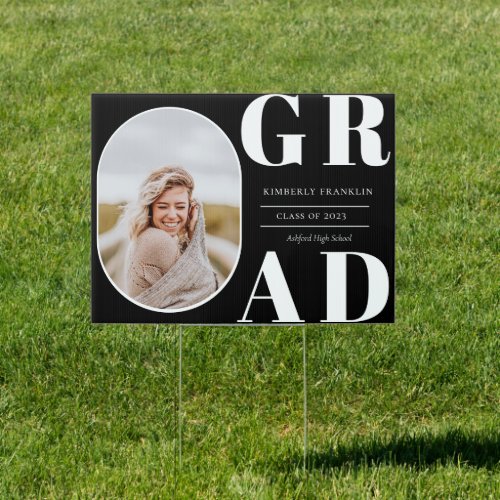 GRAD Rounded Photo Frame Graduation  Sign