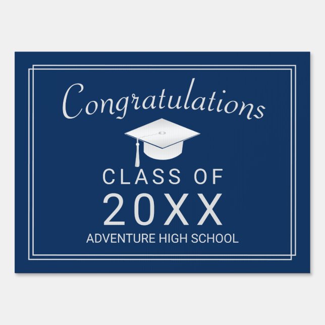 Grad Royal Blue Congratulations Class of 2025 Sign (Front)