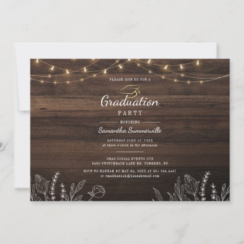 Grad Rustic Script Class of 2022 Graduation Party Invitation