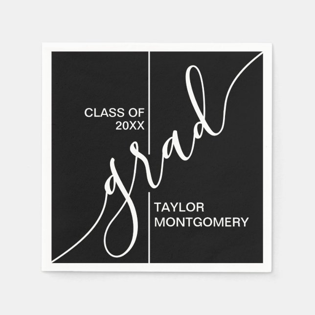 Grad Script Graduation Party Napkins (Front)