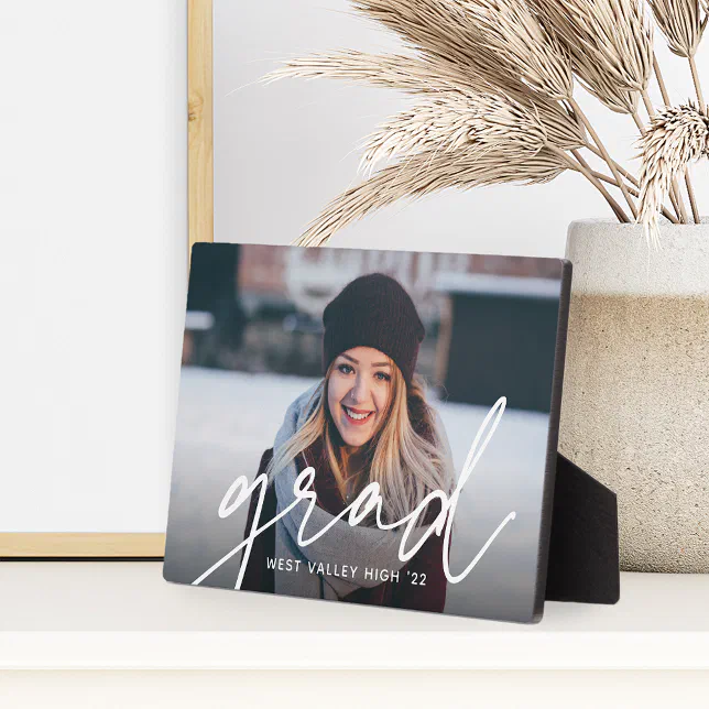 Grad Script Overlay | Graduation Photo Horizontal Plaque | Zazzle