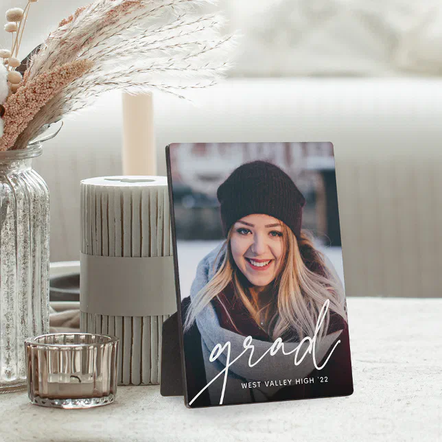 Grad Script Overlay | Graduation Photo Vertical Plaque | Zazzle