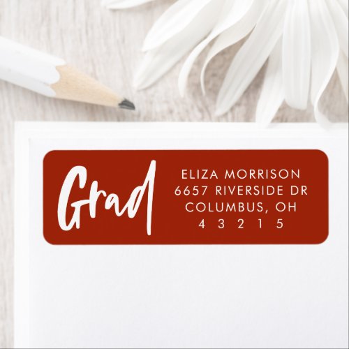 Grad simple red graduation return address label