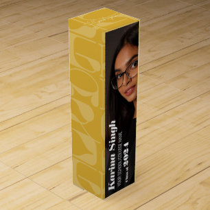 GRAD! Simple Typography &  Stylish Grad photo  Wine Box