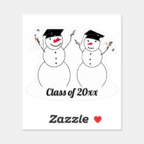 Grad Snowmen Graduation Sticker
