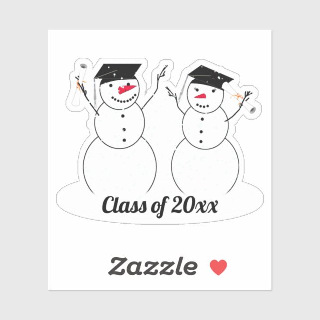 Grad Snowmen Graduation Sticker (Sheet)