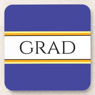 GRAD Sporty Deep Blue Orange White Racing Stripes Beverage Coaster