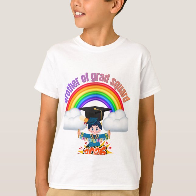 Grad Squad 2026 Rainbow Graduation Family Matching T-Shirt (Front)