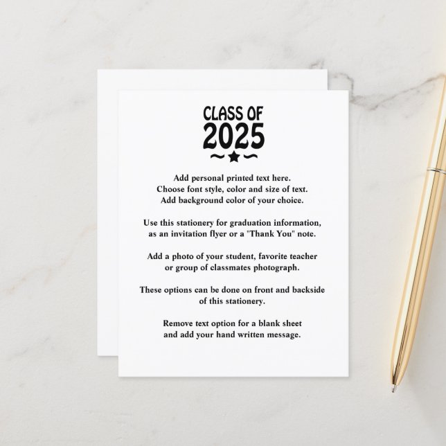 Grad Star Class of 2025 Graduation Announcement (Front/Back In Situ)