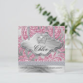 Grad Sweet 16 Party Pink Crown Glitter Leaves (Standing Front)