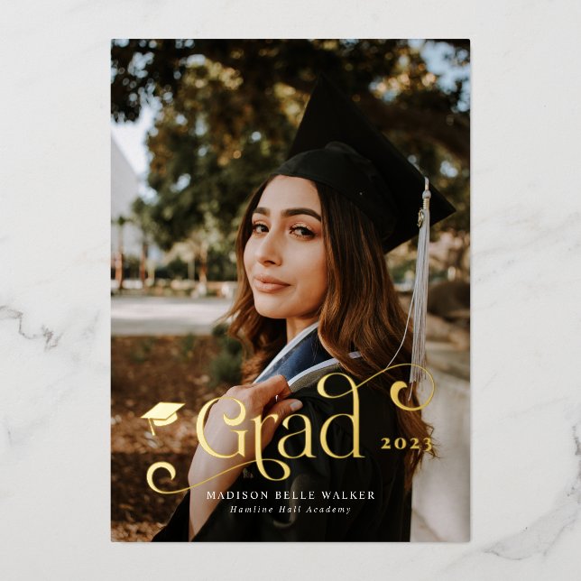 Grad Swirly Font Graduation Announcement (Front)