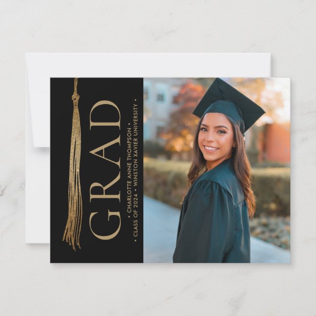 Grad Tassel University Graduate Custom Photo Announcement (Front)