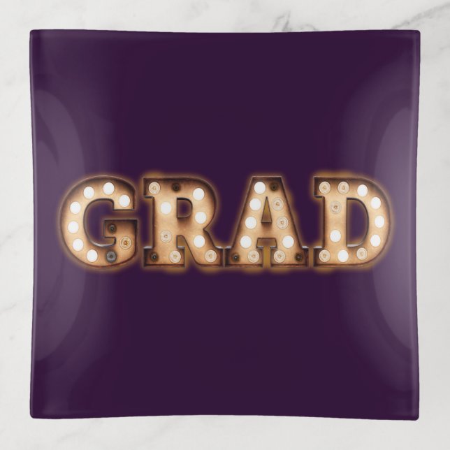 Grad Theater Lights Retro Graduate Trinket Tray (Front)