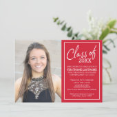 Grad Trendy Graduation Photo Announcement red (Standing Front)
