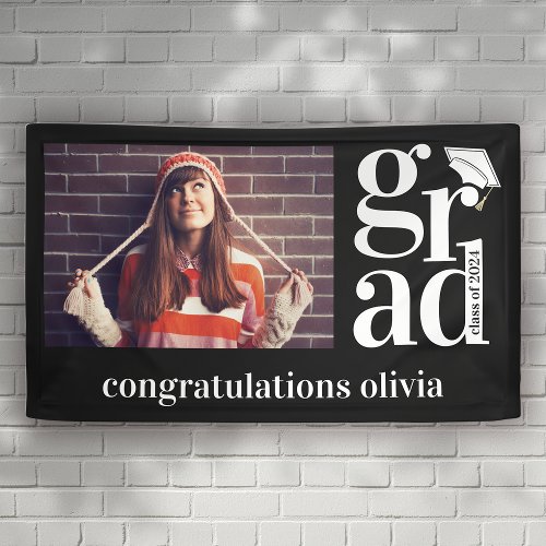 GRAD Trendy Photo Congratulations Graduation Banner