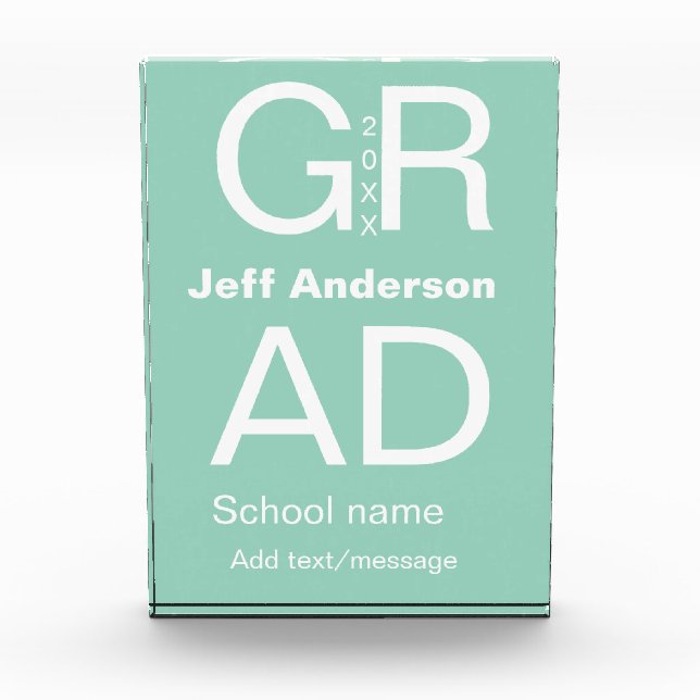 Grad typography modern graduation simple minimal c acrylic award (Front)