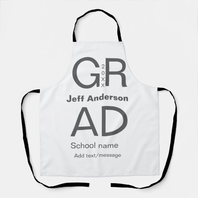 Grad typography modern graduation simple minimal c apron (Front)