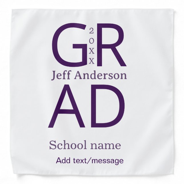 Grad typography modern graduation simple minimal c bandana (Front)
