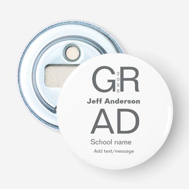 Grad typography modern graduation simple minimal c bottle opener (Front)